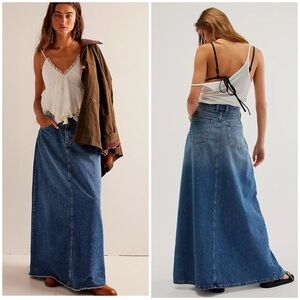 Free people / Come as you are denim maxi skirt 0